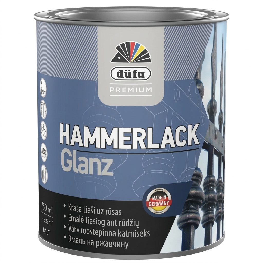 Hammerlack Glanz Krāsa Premium Hammerlack glanz melna spīdīga 0,75L - Image 1
